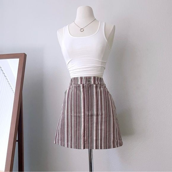 Corduroy Striped Mini Skirt (L)