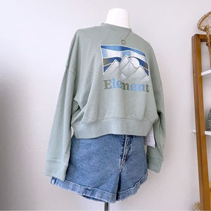 Cropped Sage Green Graphic Crewneck (S)