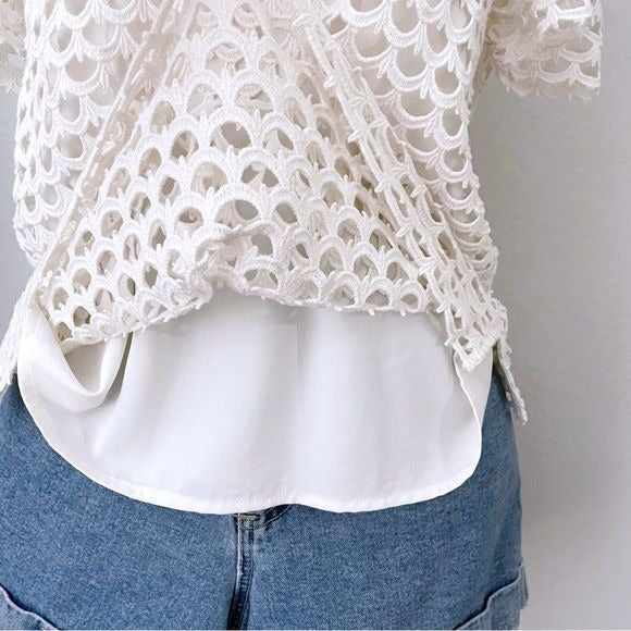 Ivory Crochet Overlay Top (L)