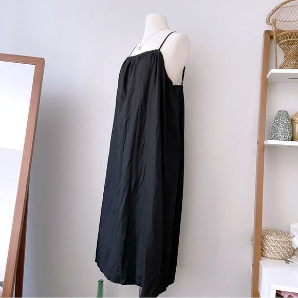 Minimalist Black Linen Blend Tank Dress (XXL)