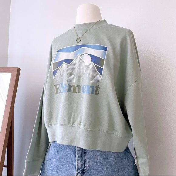 Cropped Sage Green Graphic Crewneck (S)