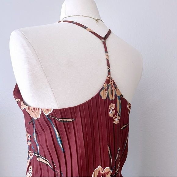 Maroon Red Floral Accordion Top (S)