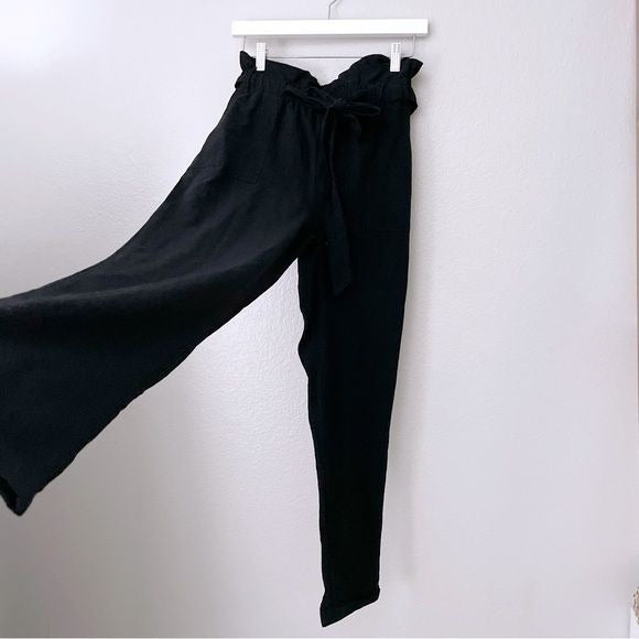 Black Paperbag Hi Rise Pants (XS)
