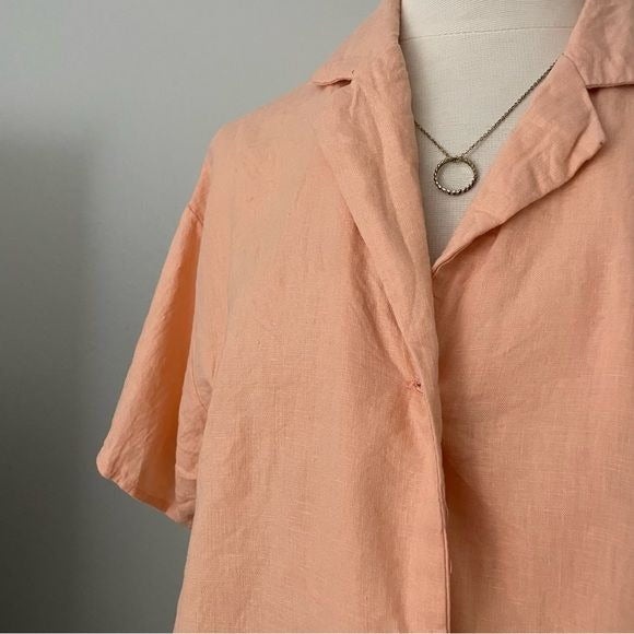 Oversize Creamsicle Orange Linen Tunic Top (XS)