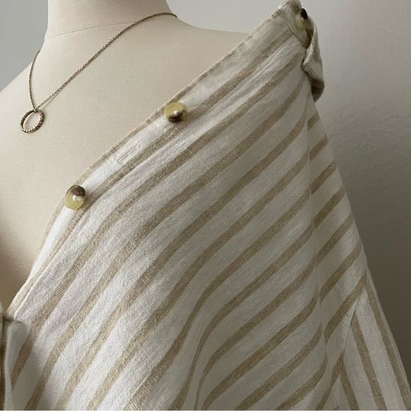 Linen Blend Stripe Neutral Top (1X)