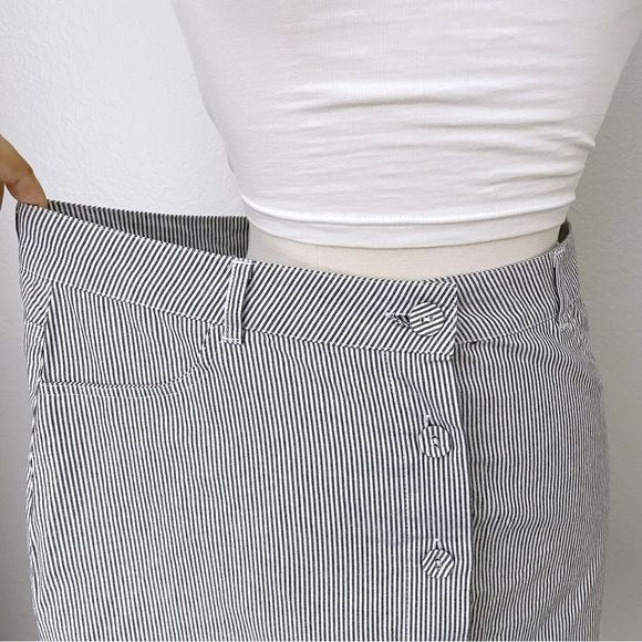 Button Front Striped Mini Skirt (L)