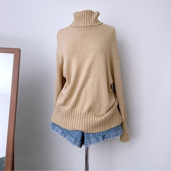 Tan Turtle Neck Knit Sweater (L)