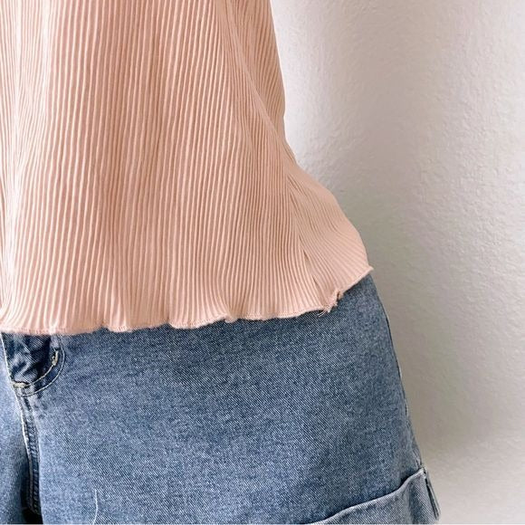 Blush Pink Accordion Pleated Top (M)