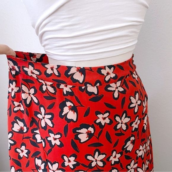 Red Floral A Line Swing Skirt (2)