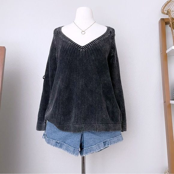 Mineral Wash Ribbed Knit Sweater (L)