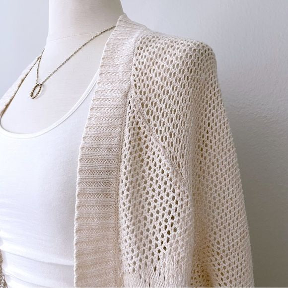 Pale Pink Knit Open Front Long Line Cardigan (XS)