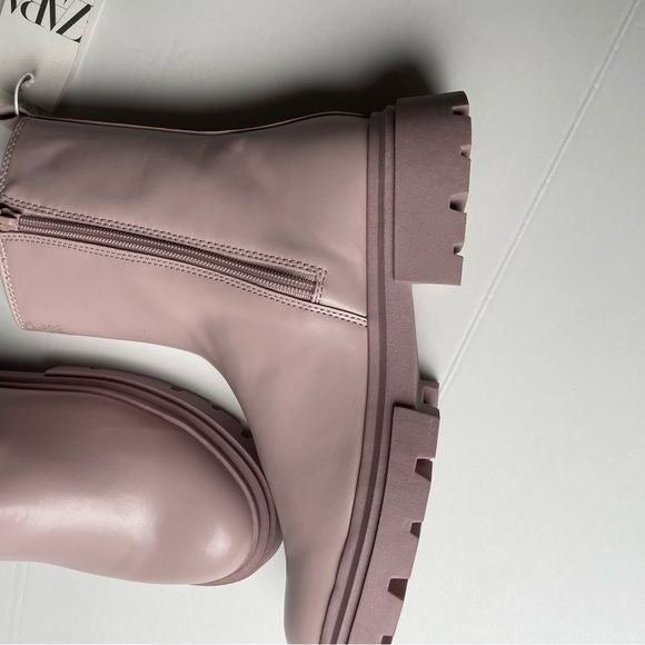 Pastel Pinkish Rain Combat Boots (7.5)