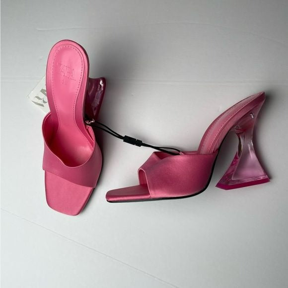 Clear Pink Heeled Sandal Mules (6)