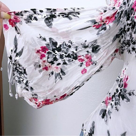 Off Shoulder Floral Silk Blend Top (M)