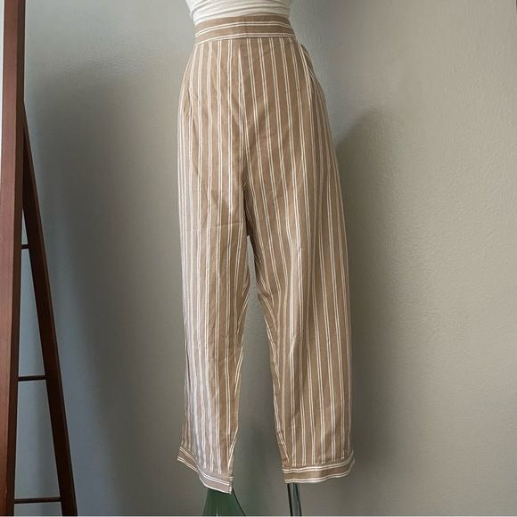 Neutral Stripe Beige High Rise Trouser Pants (2XL)