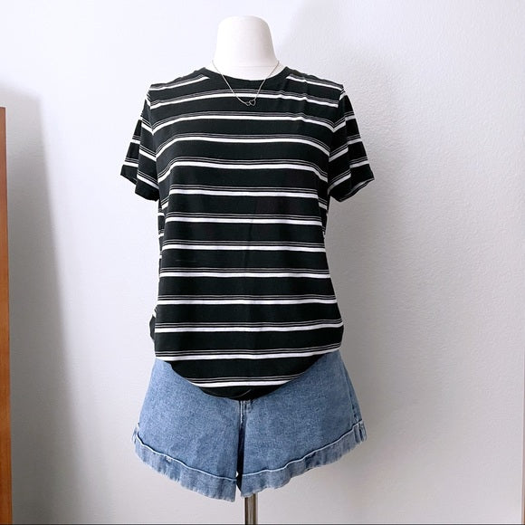 Striped Casual Short Sleeve T-Shirt (XL)