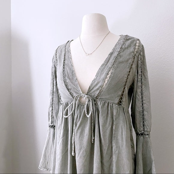 Frill Sleeve Flowy Babydoll Mini Dress (12)