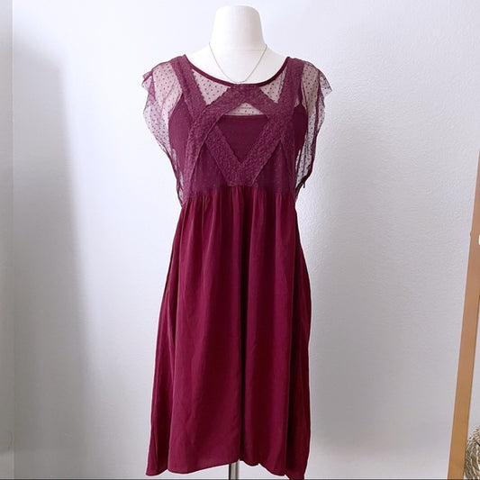 Lacey Romantic Mesh Burgundy Dress (10)