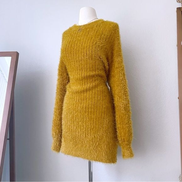 Mustard Yellow Knit Pullover Sweater Dress (L)