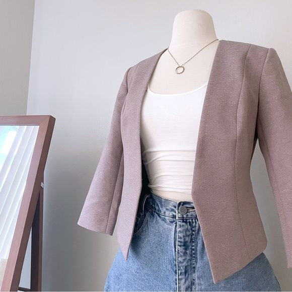 Open Front Cropped Structured Blazer (2)