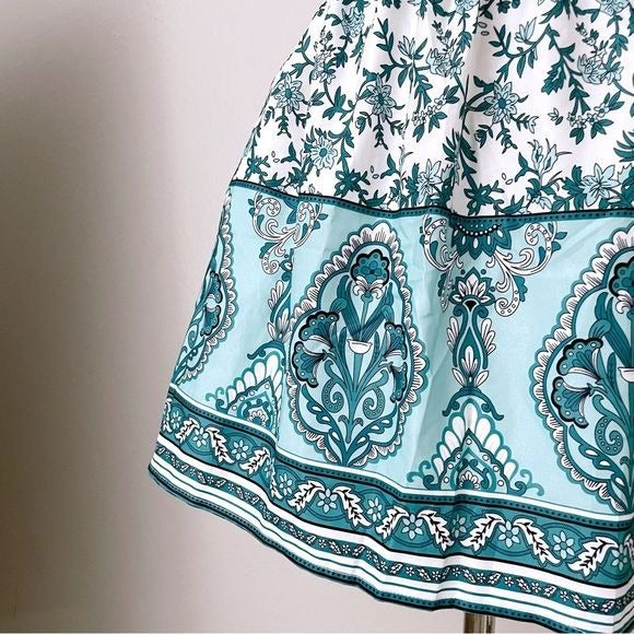 Two Piece Floral Teal Skirt Set (2XL)