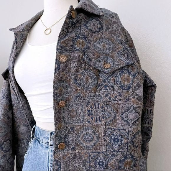 Oversize Vintage Structured Button Front Jacket (L)
