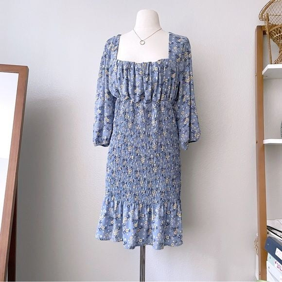 Floral Multicolor Milkmaid Ruched Dress (3XL)