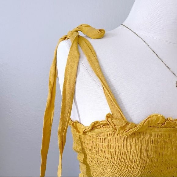 Smocked Stretchy Yellow Crop Top (2XL)