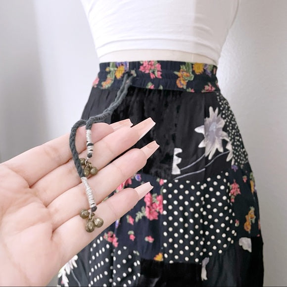 Maxi Floral Vintage Patchwork Boho Skirt (One Size)