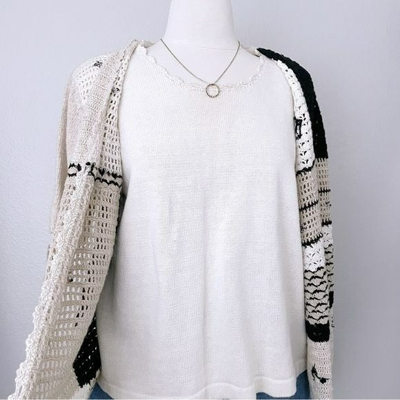 Vintage Embroidered Knit Cardigan Top (L)