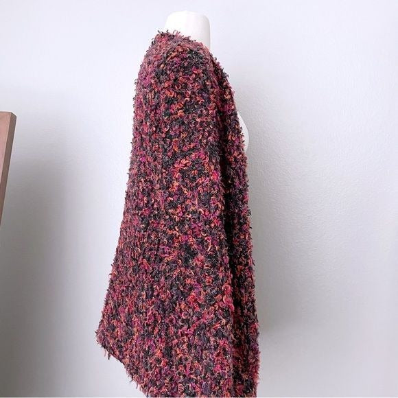 Multicolor Fuzzy Woven Open Front Cardigan (M)