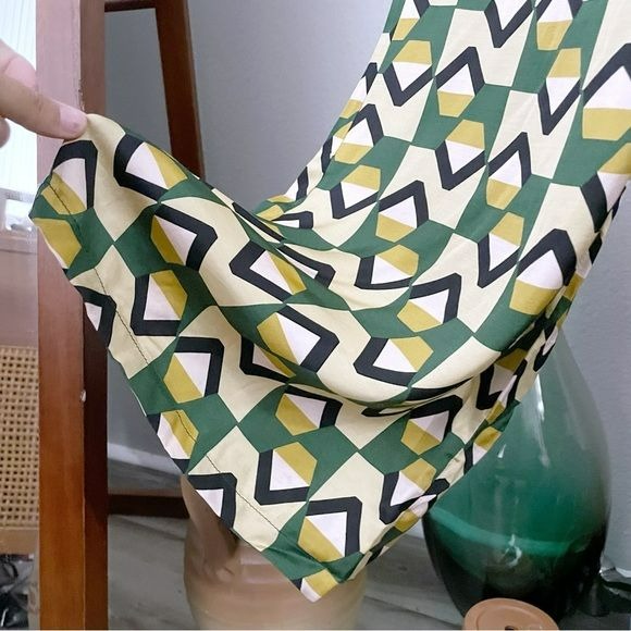Retro Funky Geometric Wide Leg Trousers (XL)