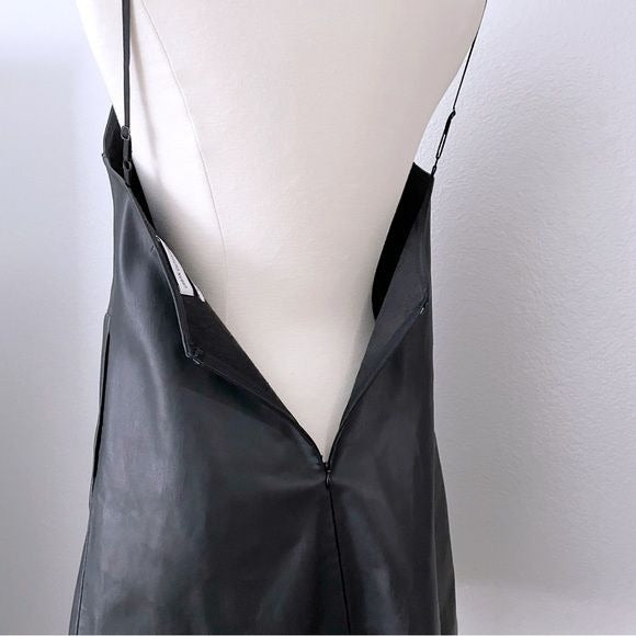 Black Faux Leather Mini Dress (XS)