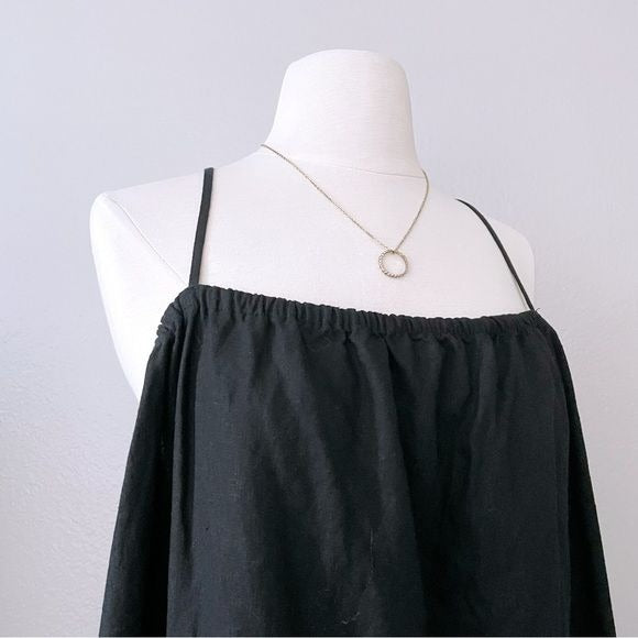 Minimalist Black Linen Blend Tank Dress (XXL)