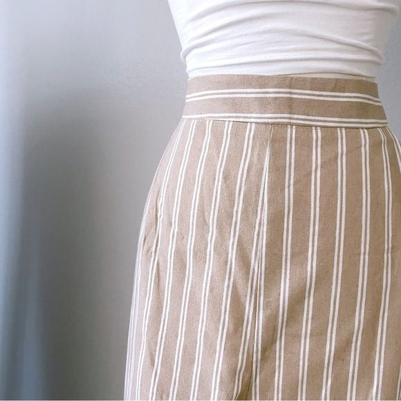 Neutral Stripe Beige High Rise Trouser Pants (2XL)