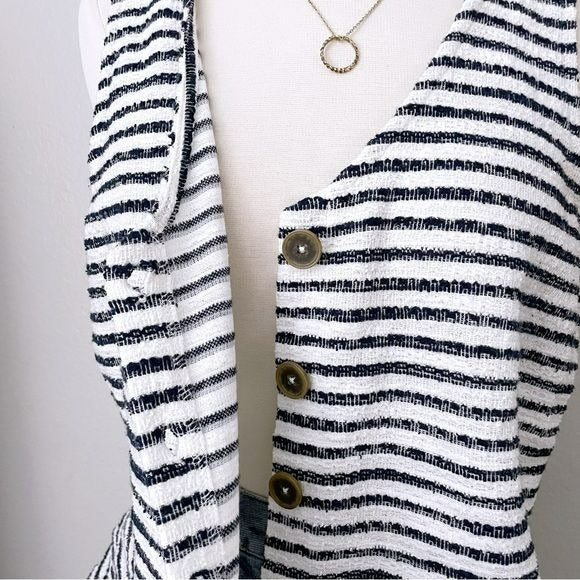Striped Knit Button Front Top (L)