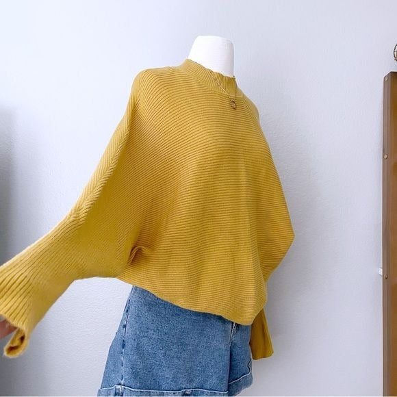 Dolman Mustard Yellow Ribbed Sweater (S)