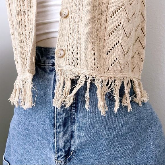 Neutral Beige Knit Sweater Vest (M)