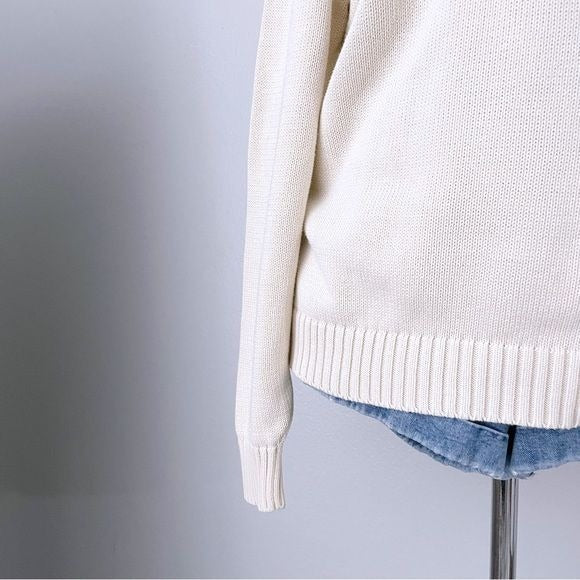 Chunky Knit Cream Grandpa Sweater (L)