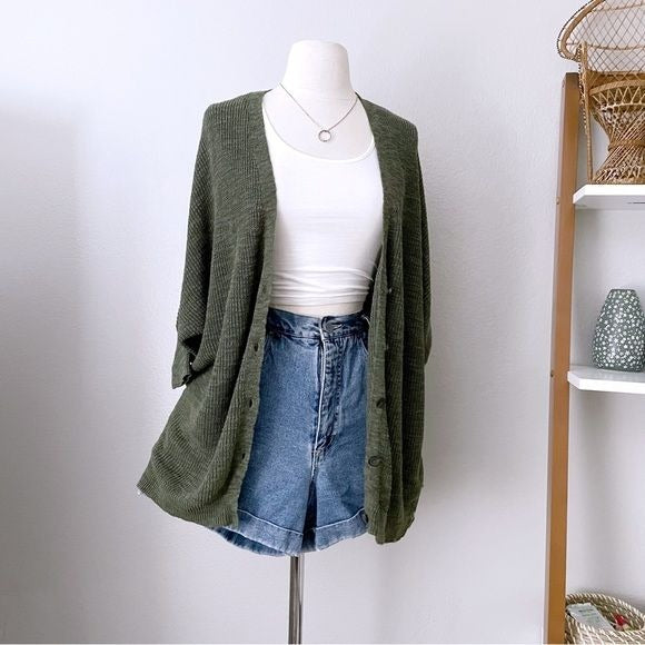 Deep Green Knit Button Front Cardigan (M)