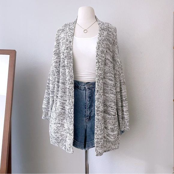 Chunky Knit Open Front Long Cardigan (S)