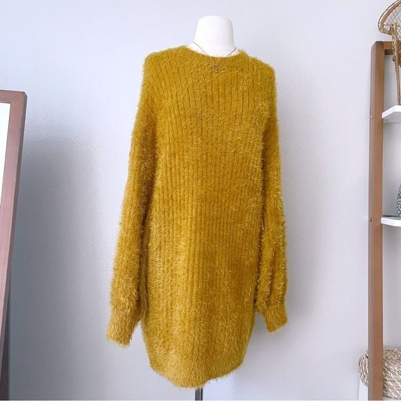 Mustard Yellow Knit Pullover Sweater Dress (L)