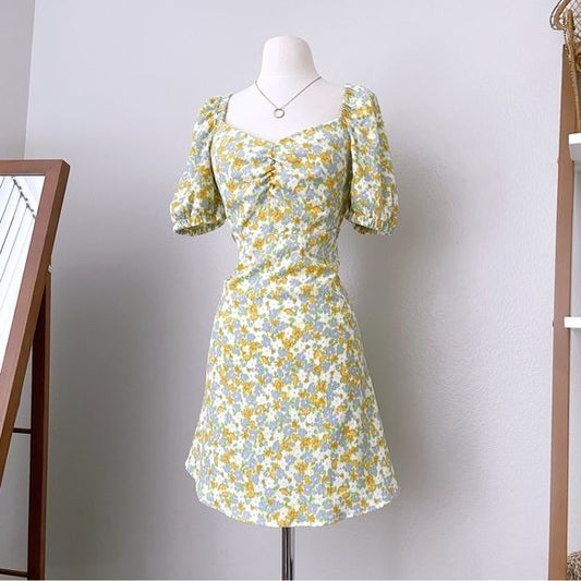 Floral Milkmaid Lightweight Mini Dress (S)
