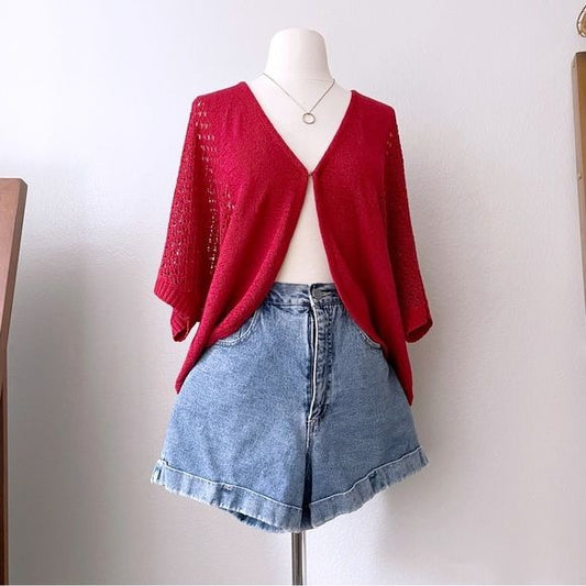 Red Knit Single Clasp Cardigan (XL)