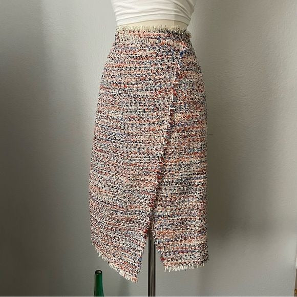 Multicolor Asymmetrical Tweed Skirt (6)