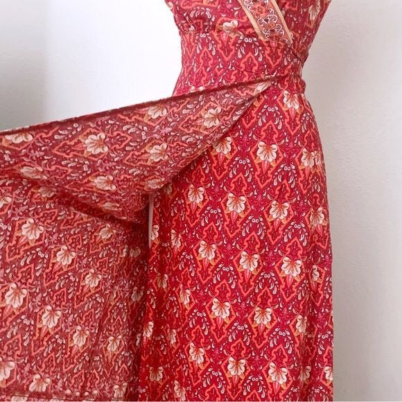 Red True Wrap Floral Maxi Dress (S)