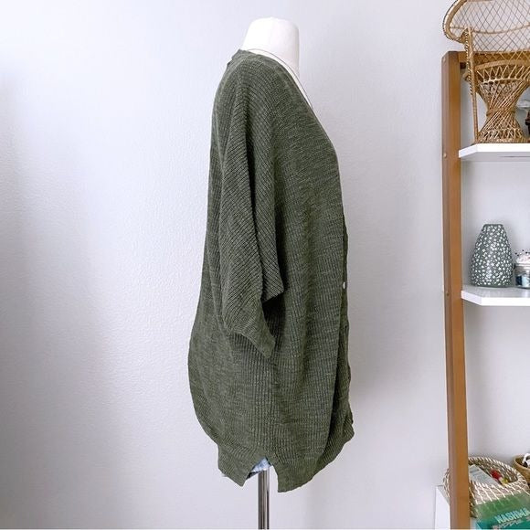 Deep Green Knit Button Front Cardigan (M)