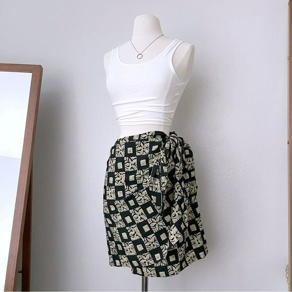 Silk True Wrap Floral Skirt (M)