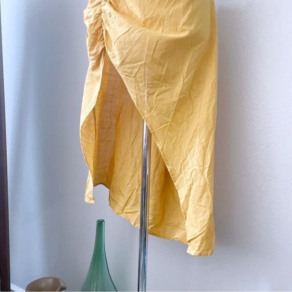 Yellow Ruched High Slit Skirt (2XL)