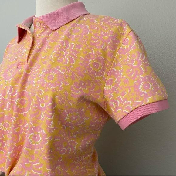 Pink and Orange Floral Polo Shirt (L)